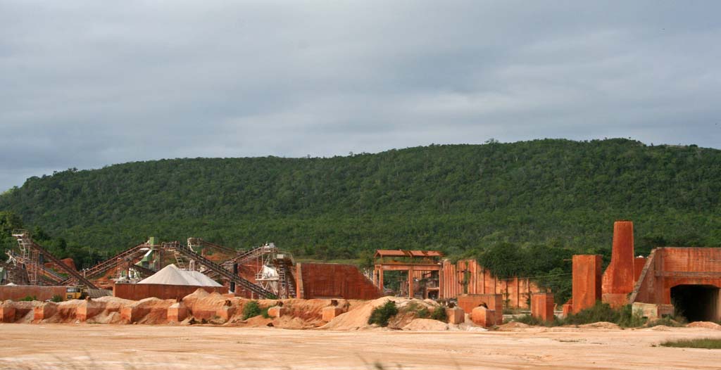 Open cast workings by the road.