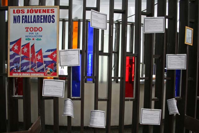 A kind of notice board, but the notices all look very official.