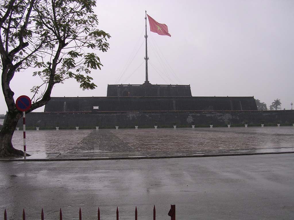 The Flag Tower across the road. At 37 metres, Vietnam's tallest flagpole