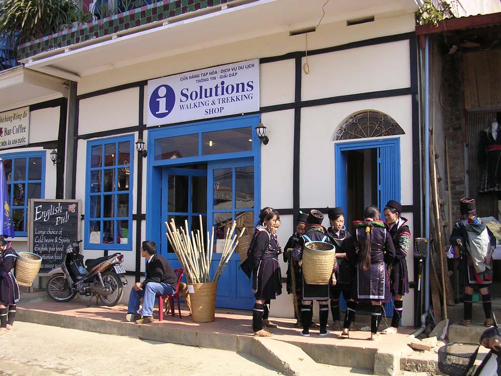 Solutions, and note the 'English Pub' blackboard - a sign of the times.