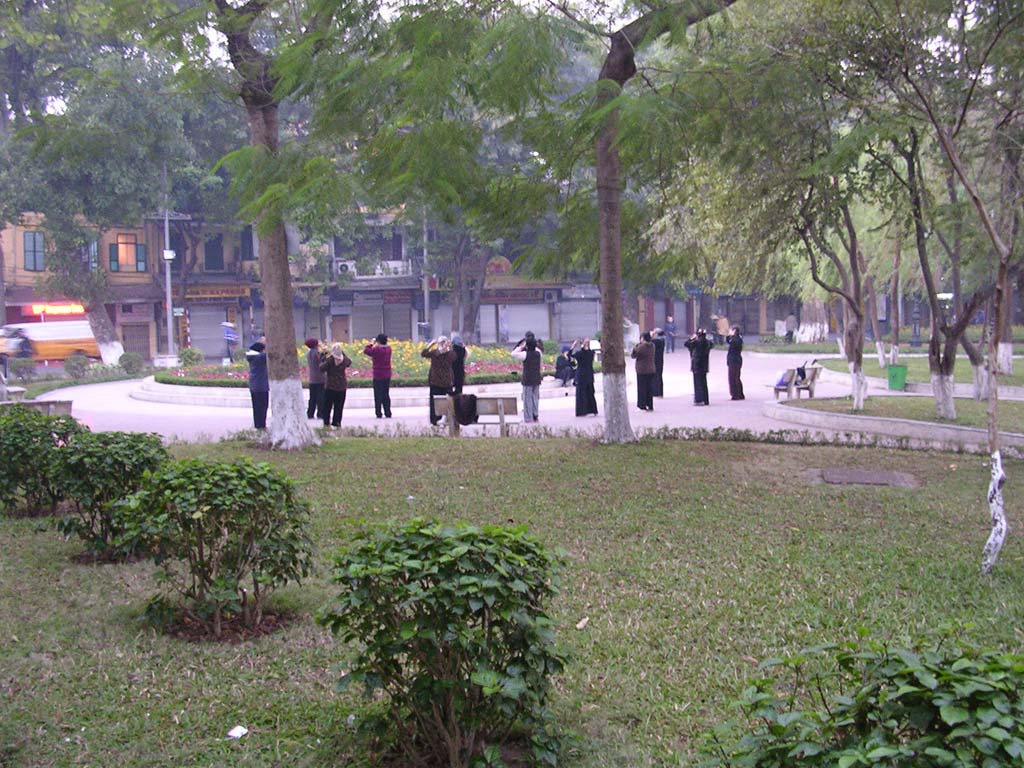 A group doing standing exercises