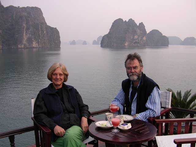 Vietnam: Ha Long Bay - enjoying a watermelon juice
